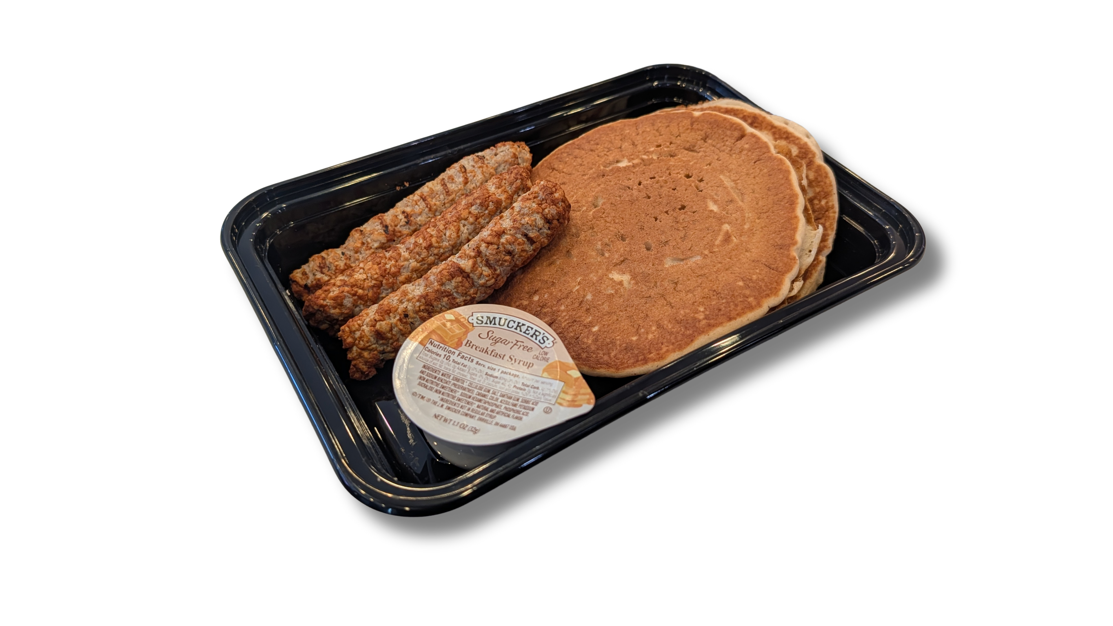 (2) Pancakes, (3) Turkey Sausage, Sugar-Free Syrup